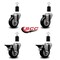 Service Caster 3.5'' Black Poly Wheel Swivel 1-1/2'' Expanding Stem Caster Set 2 Brakes, 4PK SCC-EX20S3514-PPUB-BLK-2-PLB-2-112 - alternate 2